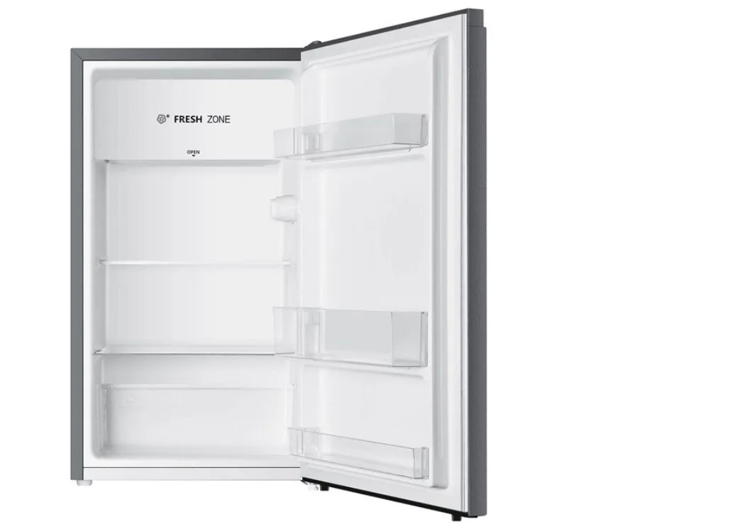 image showing an open but empty Hisense refrigerator